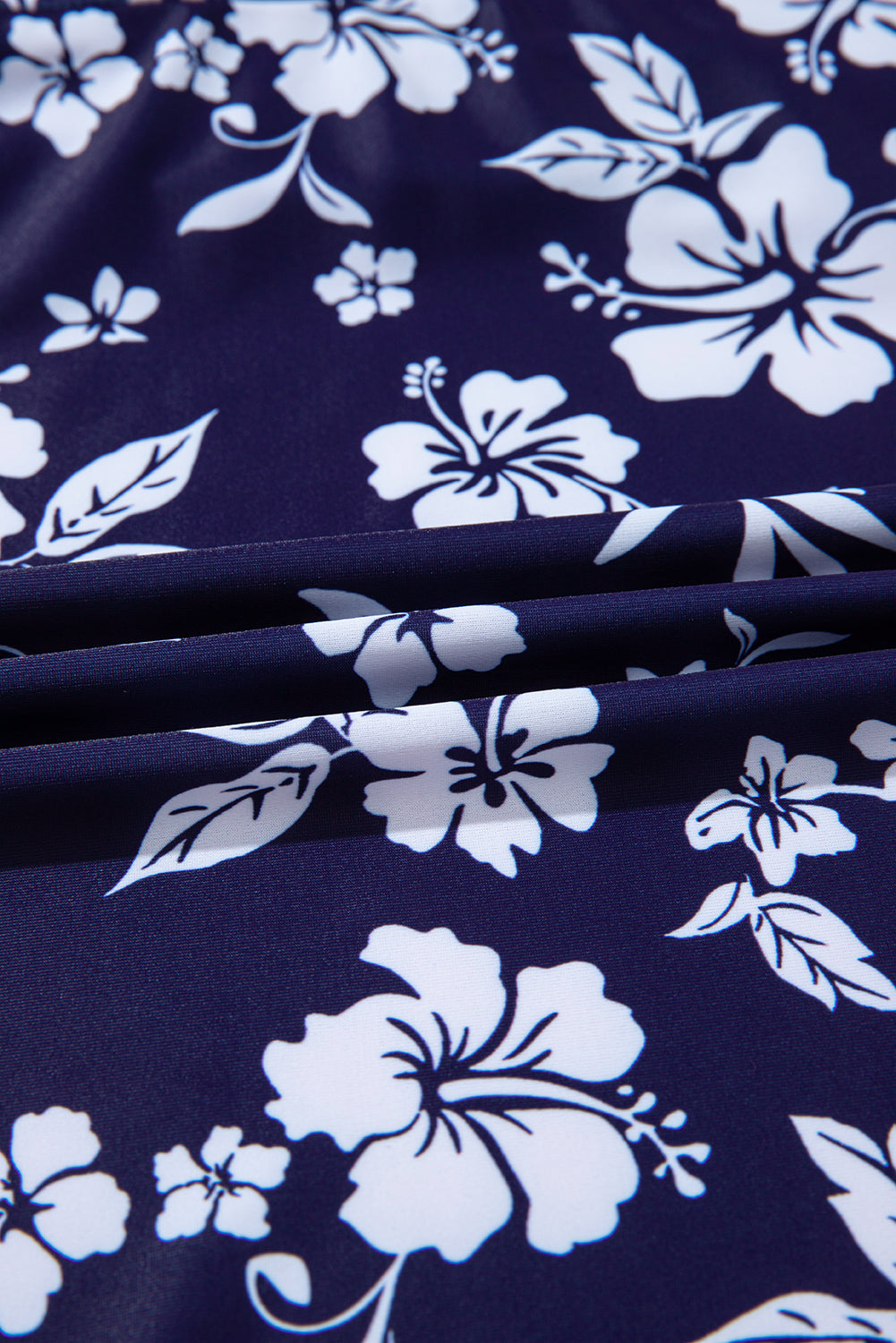 Blue Crossed Back Floral Print Asymmetric Knot Side One Piece Swimsuit